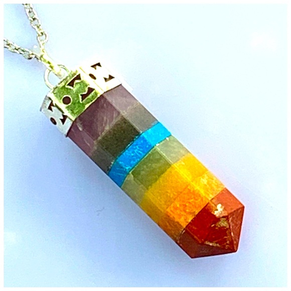 Jewelry - Seven Chakra Silver Capped Terminated Pendant